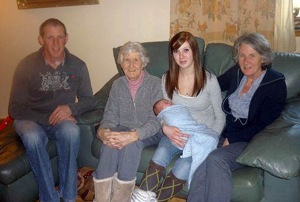 family photo 5 generations in one room